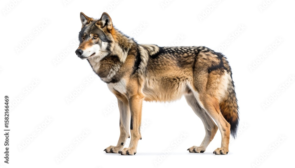 Fototapeta premium Side view of a wolf against a white background