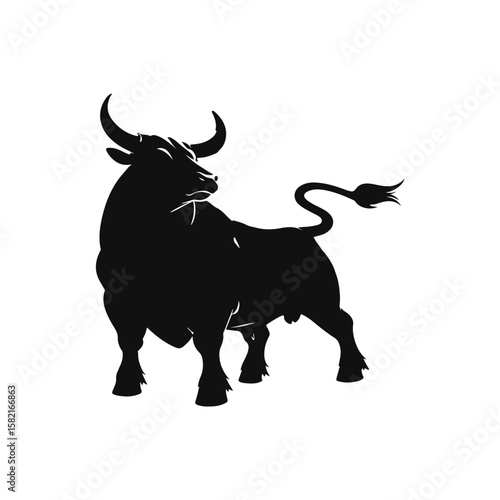 Bull silhouette icon. strength and perseverance symbol. vector image of animal