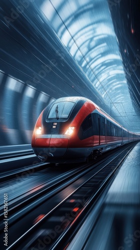 High-Speed Train in Tunnel