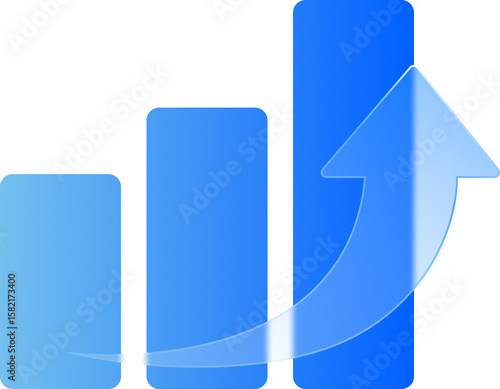 Transparent Background Growth Chart Glassmorphism Icon Design