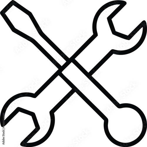 Essential Tools Icon: Crossed Wrench and Screwdriver for Repair and Maintenance Services