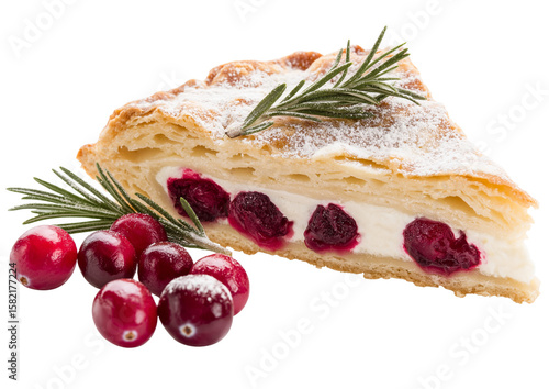 Flaky Pie Slice Filled with Cream & Cranberries