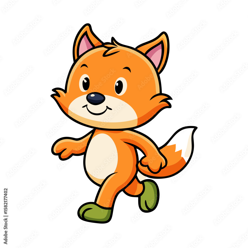 Fototapeta premium A walking baby carton fox 