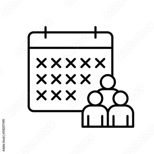 Staff Shortage Schedule Icon. Outline Style. Vector. Empty Work Calendar with Employees. Labor Shortage Problem. Workforce Availability Crisis. HR Planning and Team Absence Concept