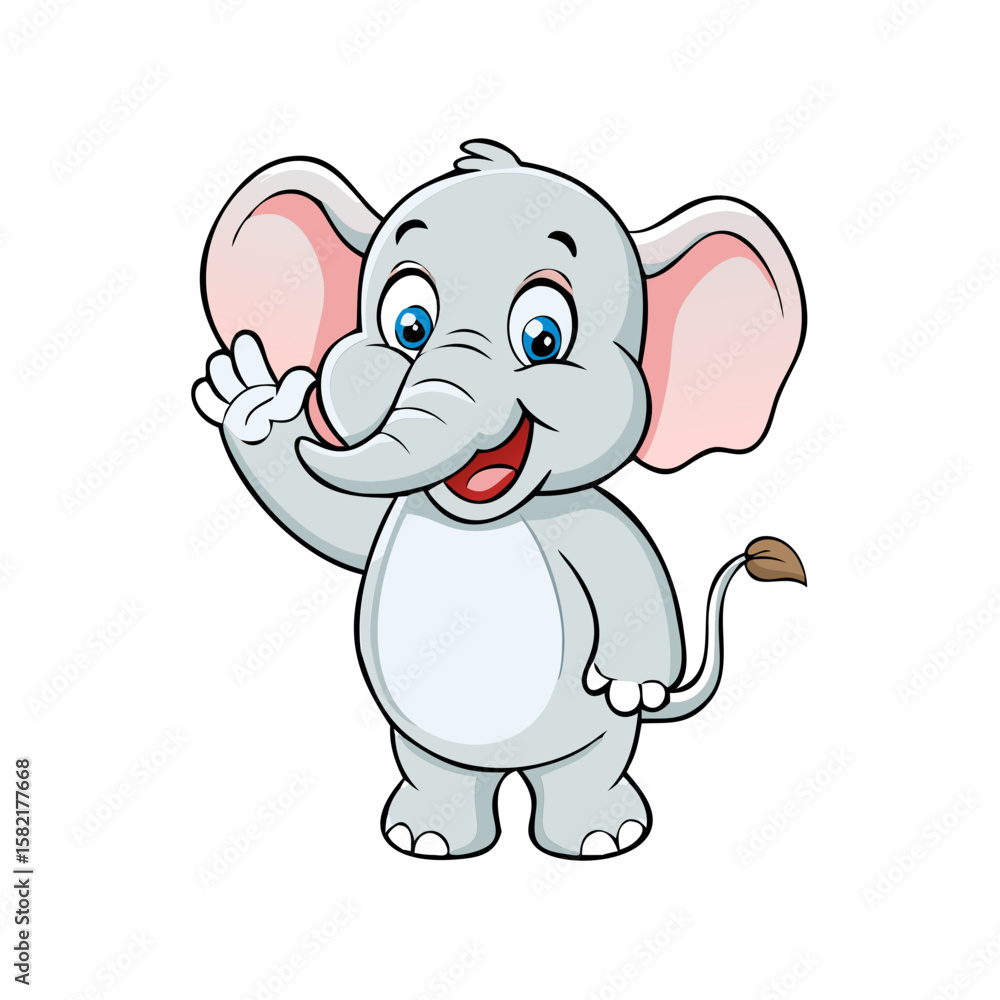 Fototapeta premium Cute elephant cartoon waving hand 