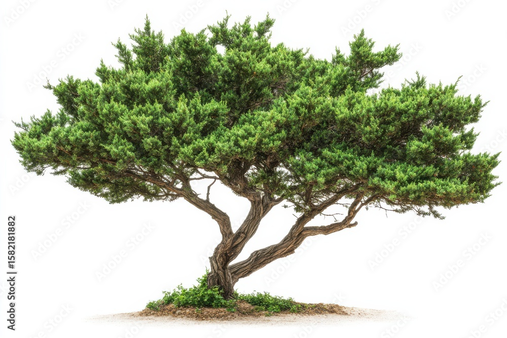 custom made wallpaper toronto digitalA resilient juniper tree standing proudly in its full foliage against a plain in white background. Generative Ai