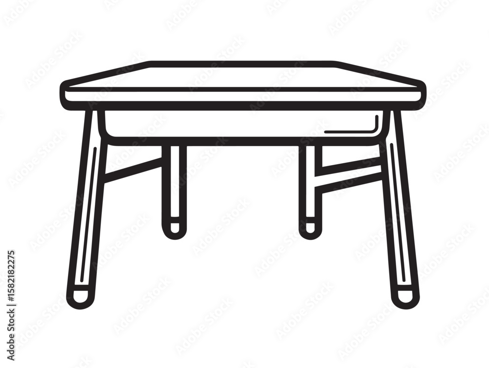 Stylish 2D Vector Icon of a School Desk Stylish 2D Vector Icon of a School Desk