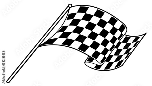 Checkered race flag finish line icon