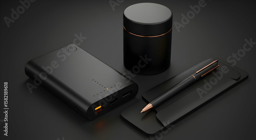 Elegant Black Executive Gift Set Power Bank Pen Holder