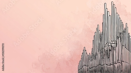 Pipe organ, light pink background