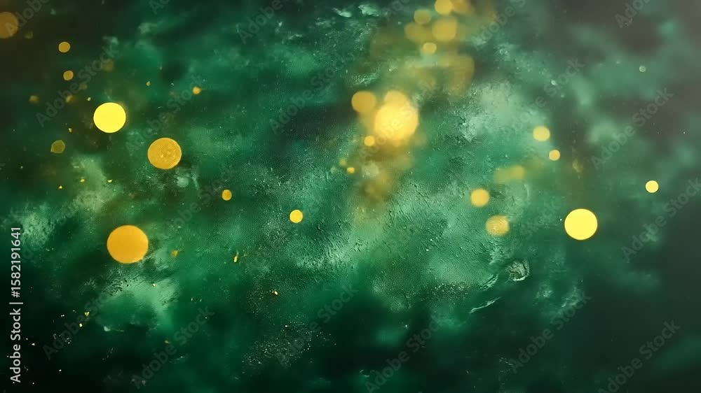Abstract green and gold background with shimmering bokeh lights ...