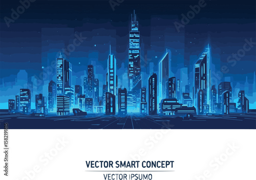 Create a kinds of deferent city  building, urban, vector art  3d blue with white background.