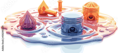 Create a food, cup, tea, dessert, coffee, cake, white, breakfast, drink, plate, sweet, glass, chocolate, kinds of ,vector art ,with, white, background, create, color, need, yellow,