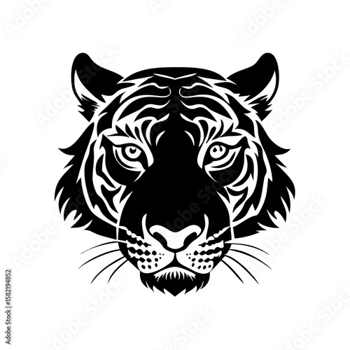 Vector tiger head silhouette illustration isolate On A White Background 