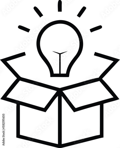 Unveiling Innovative Ideas: A Lightbulb Emerging from an Open Box, Symbolizing Creativity and Solutions