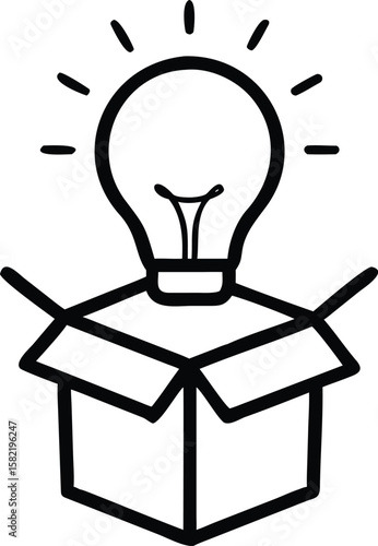 Brilliant Idea Emerging from a Box: Creative Thinking Concept Illustration, Vector Graphic Design