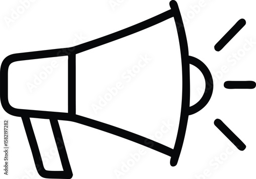 Simple Black Outline Megaphone Icon, Loudspeaker Announcement Symbol, Vector Illustration for Marketing, Promotion, Communication, and...