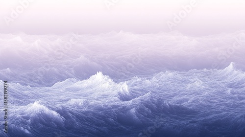 Serene, abstract landscape of subtly textured, undulating waves in a calming palette of pale purples and blues, evoking a sense of calm and vastness