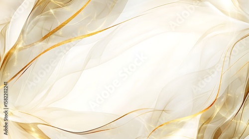 Abstract ethereal background with flowing gold lines