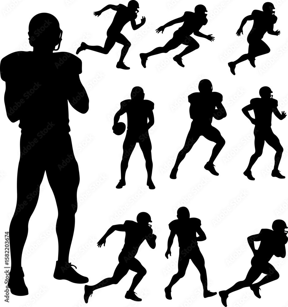 Fototapeta premium American Football Player Helmet vector bundle