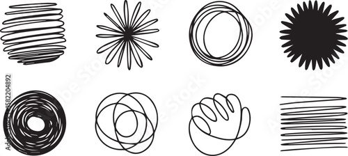 Abstract hand-drawn scribble shapes in various unique styles