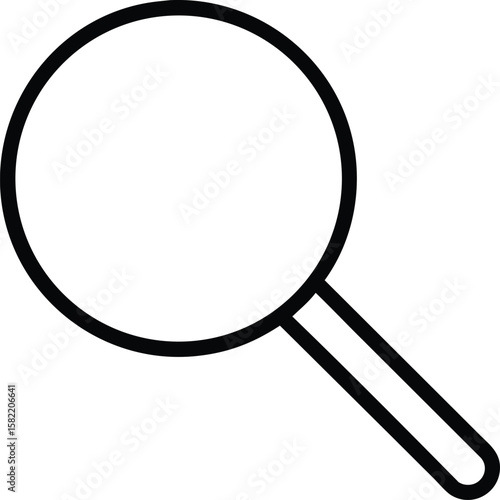 Simple Black Line Art Magnifying Glass Icon, Search, Explore, Discover, Investigation Concept Illustration.