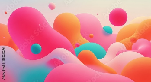 Colorful abstract shapes in pastel hues representing dopamine design  