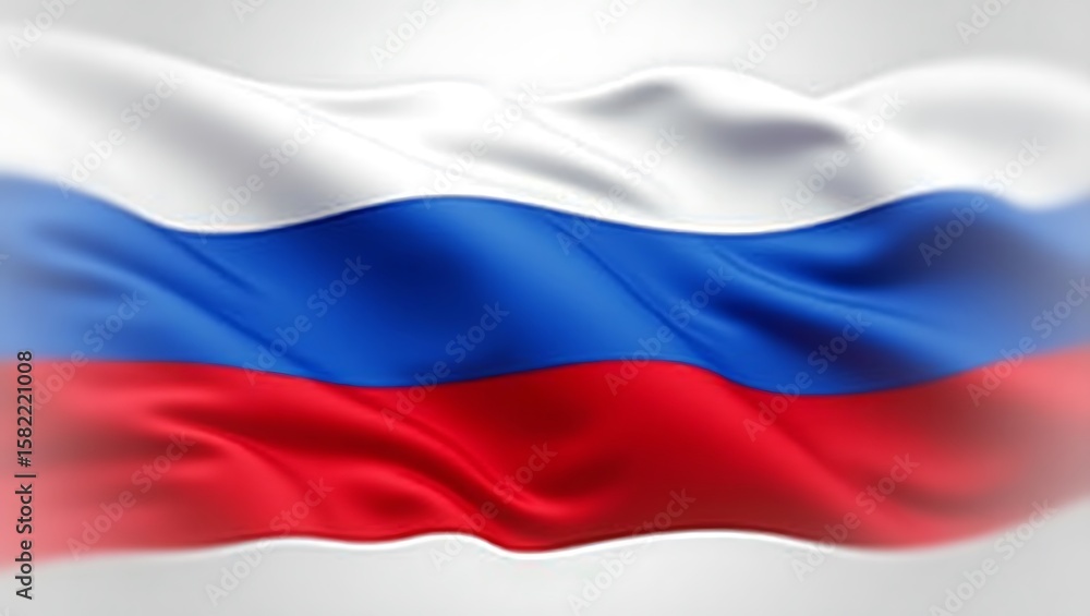 Fototapeta premium A flowing Russian flag, its white, blue, and red stripes billowing gently.