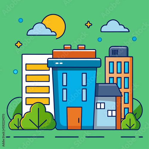 A large green trash can is situated in front of a building, drawing attention to the importance of proper waste disposal. The trash can is a prominent feature in the image