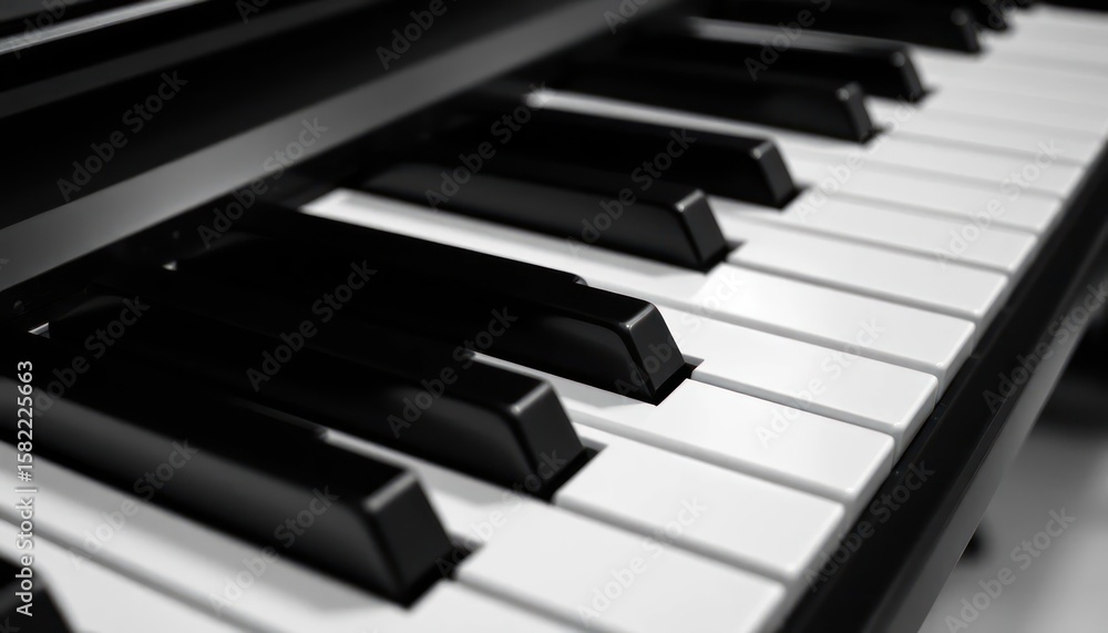 Close-up of a Piano Keyboard in Black and White for Music Related Concepts Close-up of a Piano Keyboard in Black and White for Music Related Concepts