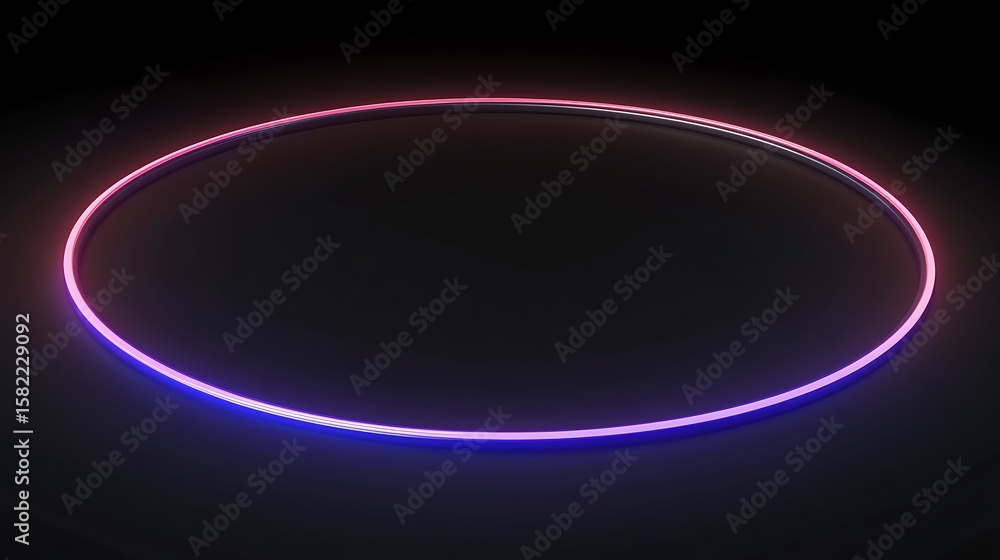 Obraz premium Circular neon frame on a dark background