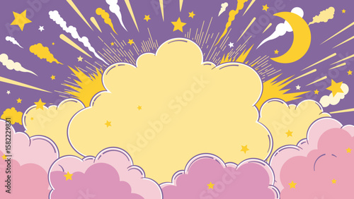 ベクターのふわふわの雲の背景イラスト ピンク 紫