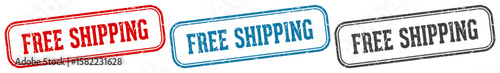 free shipping stamp. free shipping rectangular stamp set isolated on white background