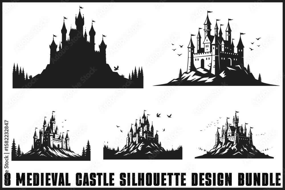 Fototapeta premium Medieval Castle Silhouette Bundle