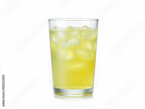 Wallpaper Mural Refreshing yellow drink with ice in a clear glass isolated white background  Torontodigital.ca