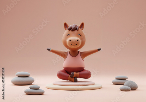 cute horse doing yoga Generative AI
