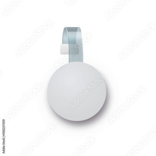 Wobbler, sale point tag mock up. Empty round supermarket label isolated on white background. Vector circle shelf plastic price banner