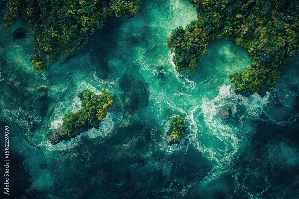 Fototapeta premium Lush tropical islands in a turquoise sea.
