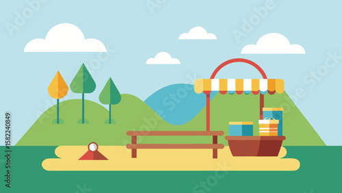 Open picnic spot near amusement park vector illustration