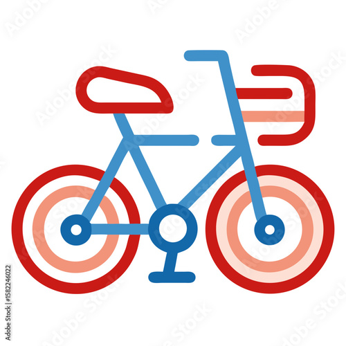 Bicycle Illustration with Red and Blue Design for Blogs, Websites, Graphic Design, Eco-Friendly Content, and Urban Lifestyle Promotion  