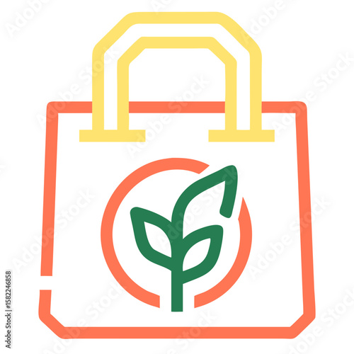 Eco-Friendly Shopping Bag with Leaf Design for Sustainability Blogs, Environmental Websites, Online Shops, Green Initiatives, and Awareness Campaigns  