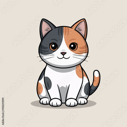 Cute calico cat cartoon illustration vector art for kids design and pet lovers graphic design vector