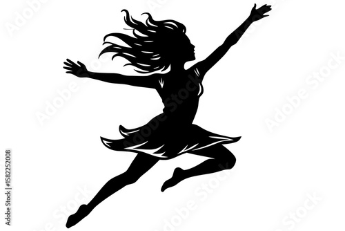 Silhouette of a dancer in motion, arms extended