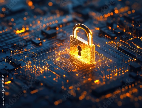 Golden lock on a circuit board