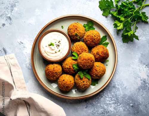 Falafel Authentic Falafel Dish on Plate