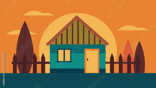 old wooden church in the sunset