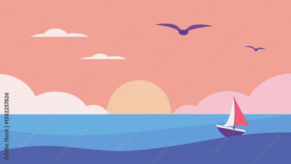Naklejka premium sailing boat on the sea