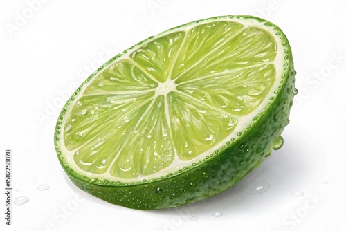 Juicy slice of lime isolated on White Background