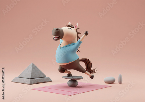  cute horse doing yoga Generative AI