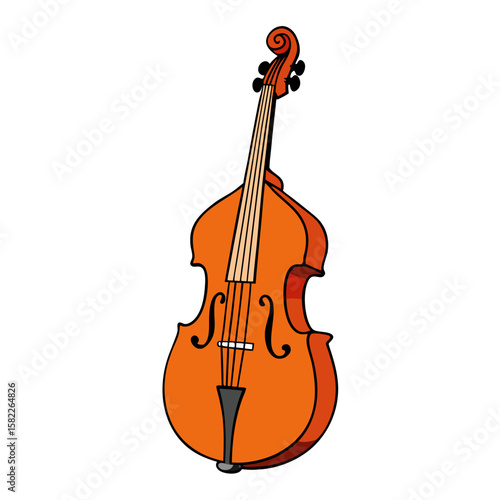 Double Bass Vector Illustration on White